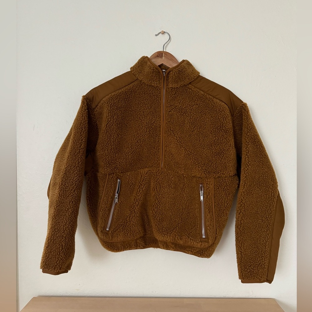 Madewell Faux Shearling Half-Zip Pullover Ecru